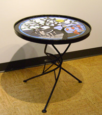 custom steel wood art show table toronto picture